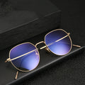 Round metal frame anti blue light glasses