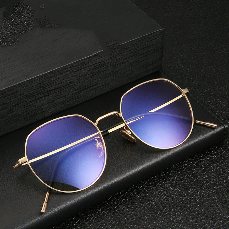 Round metal frame anti blue light glasses