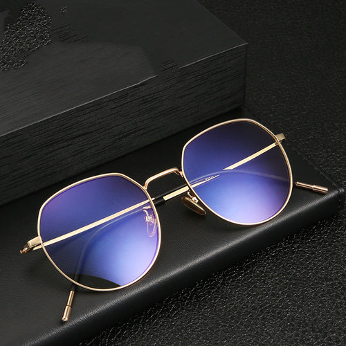 Round metal frame anti blue light glasses