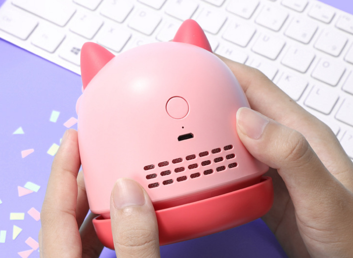 Cat desk vacuum cleaning crumbs