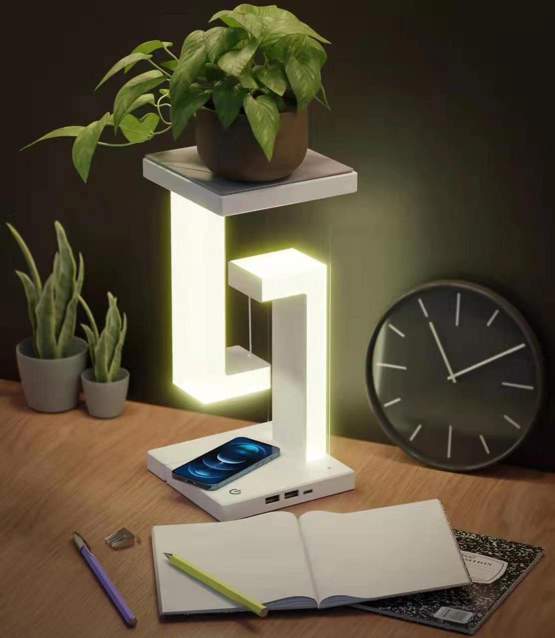 Floating balance lamp with wireless charging
